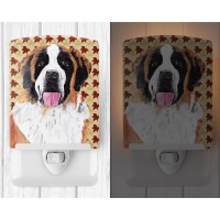 Carolines Treasures Sc9222Cnl Saint Bernard Fall Leaves Portrait Ceramic Night Light Compact Ulcertified Ideal For Bedroom