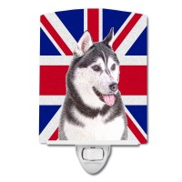 Carolines Treasures Kj1161Cnl Alaskan Malamute With English Union Jack British Flag Ceramic Night Light Compact Ulcertified