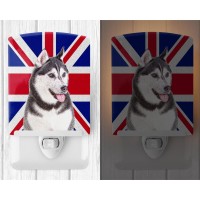 Carolines Treasures Kj1161Cnl Alaskan Malamute With English Union Jack British Flag Ceramic Night Light Compact Ulcertified