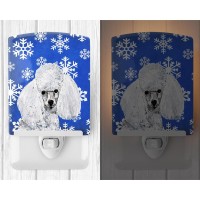 Carolines Treasures Sc9773Cnl White Toy Poodle Winter Snowflakes Ceramic Night Light Compact Ulcertified Ideal For Bedroom