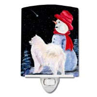 Carolines Treasures Ss8572Cnl Samoyed Ceramic Night Light Compact Ulcertified Ideal For Bedroom Bathroom Nursery Hallway