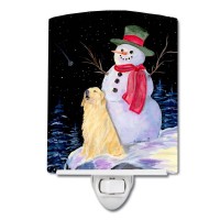 Carolines Treasures Ss8951Cnl Snowman With Golden Retriever Ceramic Night Light Compact Ulcertified Ideal For Bedroom Bathr