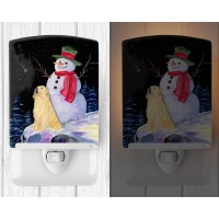 Carolines Treasures Ss8951Cnl Snowman With Golden Retriever Ceramic Night Light Compact Ulcertified Ideal For Bedroom Bathr