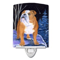 Carolines Treasures Ss8405Cnl Starry Night English Bulldog Ceramic Night Light Compact Ulcertified Ideal For Bedroom Bathro