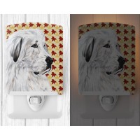 Carolines Treasures Sc9690Cnl Great Pyrenees Fall Leaves Ceramic Night Light Compact Ulcertified Ideal For Bedroom Bathroom