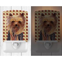 Carolines Treasures Sc9205Cnl Yorkie Fall Leaves Portrait Ceramic Night Light Compact Ulcertified Ideal For Bedroom Bathroo