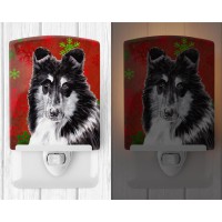 Carolines Treasures Sc9750Cnl Black And White Collie Red Snowflakes Holiday Ceramic Night Light Compact Ulcertified Ideal Fo