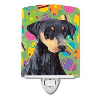 Carolines Treasures Sc9457Cnl Doberman Easter Eggtravaganza Ceramic Night Light Compact Ulcertified Ideal For Bedroom Bathr