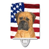 Carolines Treasures Ss4001Cnl Usa American Flag With Bullmastiff Ceramic Night Light Compact Ulcertified Ideal For Bedroom