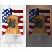 Carolines Treasures Ss4001Cnl Usa American Flag With Bullmastiff Ceramic Night Light Compact Ulcertified Ideal For Bedroom