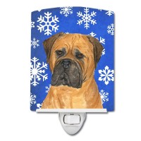 Carolines Treasures Ss4655Cnl Bullmastiff Winter Snowflakes Holiday Ceramic Night Light Compact Ulcertified Ideal For Bedroo