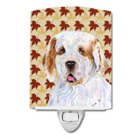 Carolines Treasures Ss4356Cnl Clumber Spaniel Fall Leaves Portrait Ceramic Night Light Compact Ulcertified Ideal For Bedroom