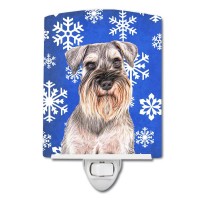 Carolines Treasures Kj1179Cnl Winter Snowflakes Holiday Schnauzer Ceramic Night Light Compact Ulcertified Ideal For Bedroom