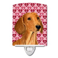 Carolines Treasures Ss4487Cnl Dachshund Hearts Love And Valentines Day Portrait Ceramic Night Light Compact Ulcertified Ide