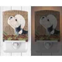 Carolines Treasures Ss4092Cnl Dandie Dinmont Terrier On Faux Burlap With Pine Cones Ceramic Night Light Compact Ulcertified