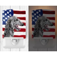 Carolines Treasures Sc9645Cnl Scottish Deerhound With American Flag Usa Ceramic Night Light Compact Ulcertified Ideal For Be