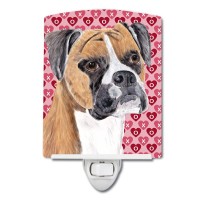 Carolines Treasures Sc9249Cnl Boxer Hearts Love And Valentines Day Portrait Ceramic Night Light Compact Ulcertified Ideal F