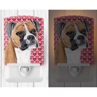 Carolines Treasures Sc9249Cnl Boxer Hearts Love And Valentines Day Portrait Ceramic Night Light Compact Ulcertified Ideal F