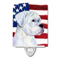 Carolines Treasures Ss4036Cnl Usa American Flag With Boxer Ceramic Night Light Compact Ulcertified Ideal For Bedroom Bathro