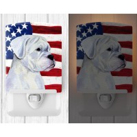 Carolines Treasures Ss4036Cnl Usa American Flag With Boxer Ceramic Night Light Compact Ulcertified Ideal For Bedroom Bathro