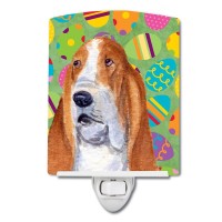 Carolines Treasures Ss4873Cnl Basset Hound Easter Eggtravaganza Ceramic Night Light Compact Ulcertified Ideal For Bedroom B