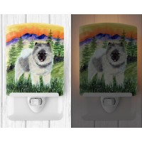 Carolines Treasures Ss8192Cnl Keeshond Ceramic Night Light Compact Ulcertified Ideal For Bedroom Bathroom Nursery Hallway