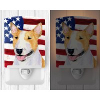 Carolines Treasures Ss4023Cnl Usa American Flag With Bull Terrier Ceramic Night Light Compact Ulcertified Ideal For Bedroom