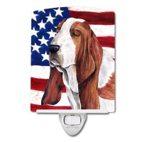 Carolines Treasures Sc9004Cnl Usa American Flag With Basset Hound Ceramic Night Light Compact Ulcertified Ideal For Bedroom