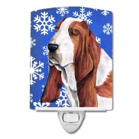 Carolines Treasures Sc9372Cnl Basset Hound Winter Snowflakes Holiday Ceramic Night Light Compact Ulcertified Ideal For Bedro