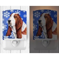 Carolines Treasures Sc9372Cnl Basset Hound Winter Snowflakes Holiday Ceramic Night Light Compact Ulcertified Ideal For Bedro