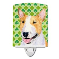 Carolines Treasures Ss4427Cnl Bull Terrier St Patricks Day Shamrock Portrait Ceramic Night Light Compact Ulcertified Ideal