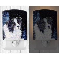 Carolines Treasures Ss8558Cnl Starry Night Border Collie Ceramic Night Light Compact Ulcertified Ideal For Bedroom Bathroom