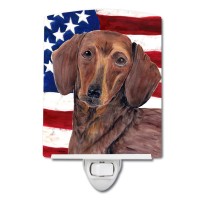 Carolines Treasures Sc9010Cnl Usa American Flag With Dachshund Ceramic Night Light Compact Ulcertified Ideal For Bedroom Ba