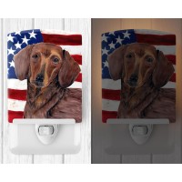 Carolines Treasures Sc9010Cnl Usa American Flag With Dachshund Ceramic Night Light Compact Ulcertified Ideal For Bedroom Ba