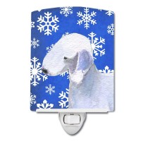 Carolines Treasures Ss4621Cnl Bedlington Terrier Winter Snowflakes Holiday Ceramic Night Light Compact Ulcertified Ideal For