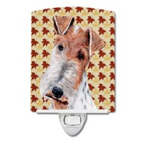 Carolines Treasures Sc9676Cnl Wire Fox Terrier Fall Leaves Ceramic Night Light Compact Ulcertified Ideal For Bedroom Bathro