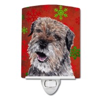 Carolines Treasures Sc9585Cnl Border Terrier Red Snowflakes Holiday Ceramic Night Light Compact Ulcertified Ideal For Bedroo