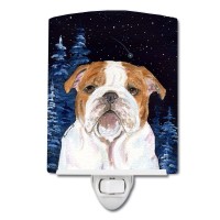 Carolines Treasures Ss8447Cnl Starry Night English Bulldog Ceramic Night Light Compact Ulcertified Ideal For Bedroom Bathro