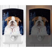 Carolines Treasures Ss8447Cnl Starry Night English Bulldog Ceramic Night Light Compact Ulcertified Ideal For Bedroom Bathro