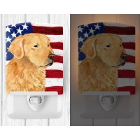 Carolines Treasures Ss4055Cnl Usa American Flag With Golden Retriever Ceramic Night Light Compact Ulcertified Ideal For Bedr