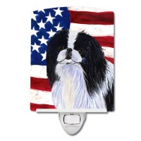 Carolines Treasures Ss4223Cnl Usa American Flag With Japanese Chin Ceramic Night Light Compact Ulcertified Ideal For Bedroom