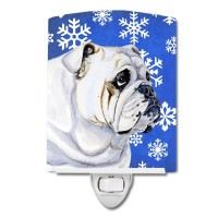 Carolines Treasures Lh9274Cnl Bulldog English Winter Snowflakes Holiday Ceramic Night Light Compact Ulcertified Ideal For Be