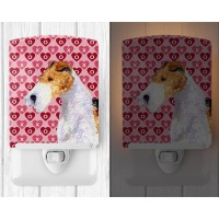 Carolines Treasures Ss4478Cnl Fox Terrier Hearts Love And Valentines Day Portrait Ceramic Night Light Compact Ulcertified I