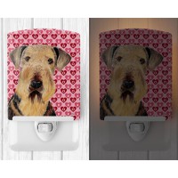 Carolines Treasures Sc9266Cnl Airedale Hearts Love And Valentines Day Portrait Ceramic Night Light Compact Ulcertified Idea