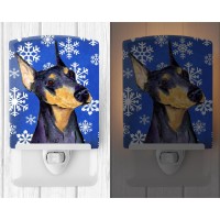 Carolines Treasures Ss4633Cnl Doberman Winter Snowflakes Holiday Ceramic Night Light Compact Ulcertified Ideal For Bedroom