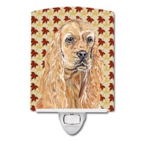 Carolines Treasures Sc9542Cnl Buff Cocker Spaniel Fall Leaves Ceramic Night Light Compact Ulcertified Ideal For Bedroom Bat