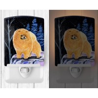 Carolines Treasures Ss8396Cnl Starry Night Pomeranian Ceramic Night Light Compact Ulcertified Ideal For Bedroom Bathroom N