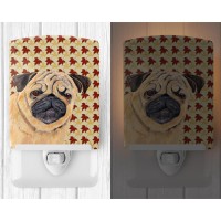 Carolines Treasures Sc9211Cnl Pug Fall Leaves Portrait Ceramic Night Light Compact Ulcertified Ideal For Bedroom Bathroom