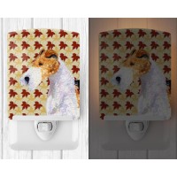 Carolines Treasures Ss4378Cnl Fox Terrier Fall Leaves Portrait Ceramic Night Light Compact Ulcertified Ideal For Bedroom Ba