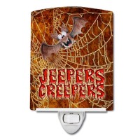 Carolines Treasures Sb3018Cnl Jeepers Creepers With Bat And Spider Web Halloween Ceramic Night Light Compact Ulcertified Ide